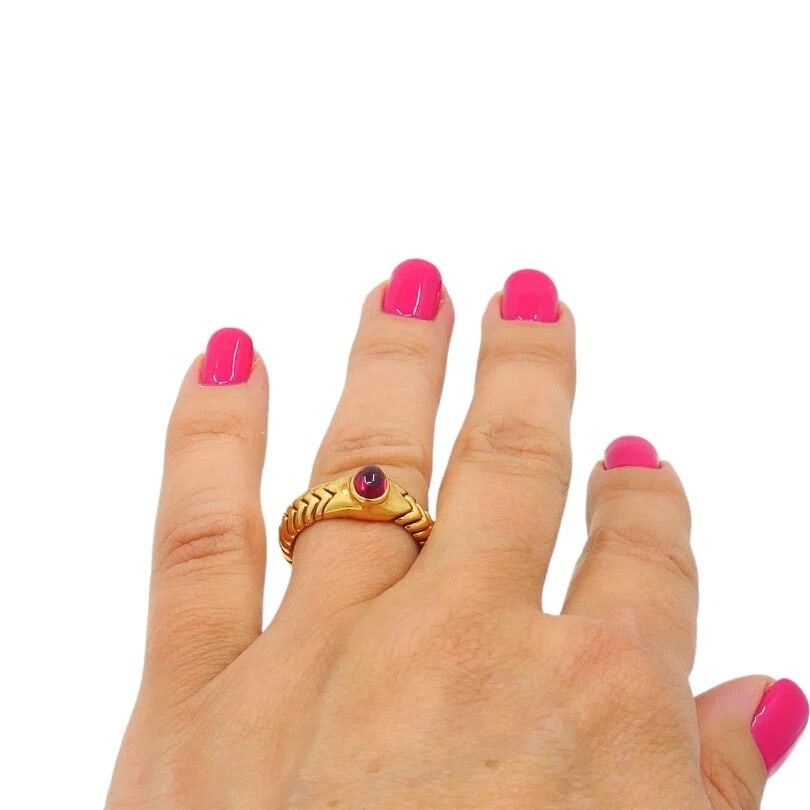 Bvlgari Spiga 18K Gold Tourmaline Ring - 4