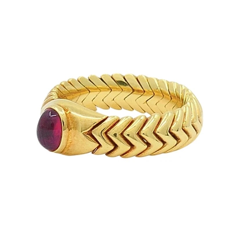 Bvlgari Spiga 18K Gold Tourmaline Ring - 7