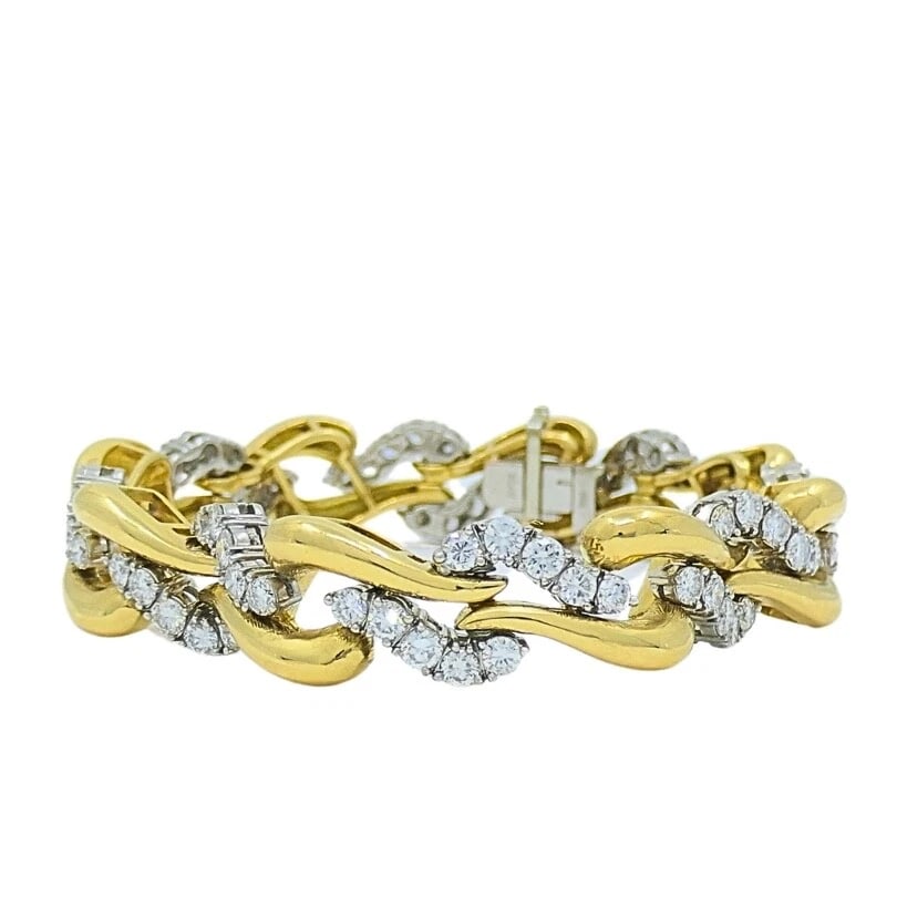 Vintage French Platinum & 18k Gold Diamond Bracelet (1 of 11)