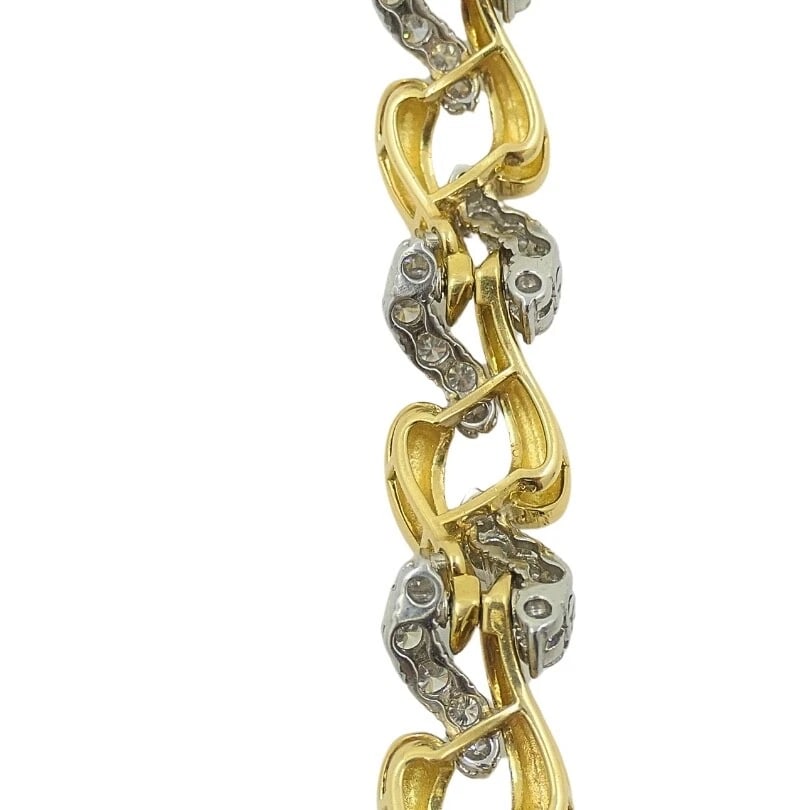 Vintage French Platinum & 18k Gold Diamond Bracelet - 8