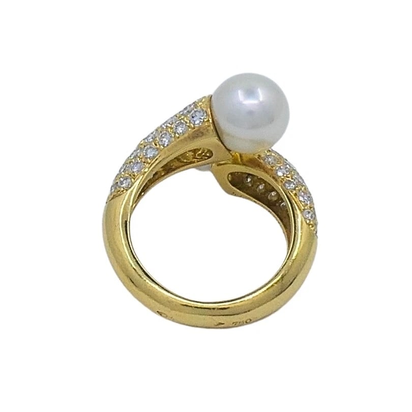 Van Cleef & Arpels Toi Et Moi 18k Gold Pearl Diamond Ring - 9