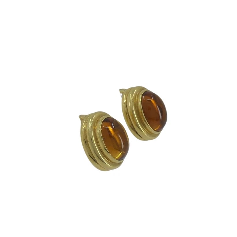 Bvlgari Bulgari Citrine Cabochon Earrings 18k Gold - 5
