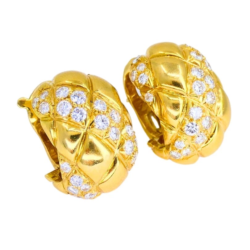 Van Cleef & Arpels 18k Gold Diamond Huggie EARRINGS Estate Jewelry - 5