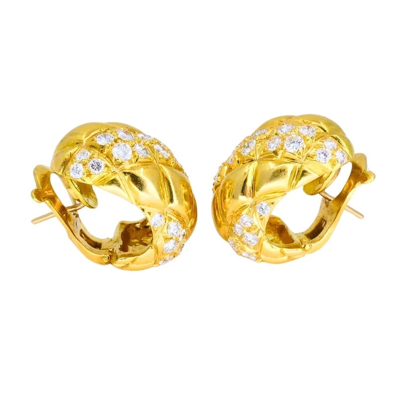 Van Cleef & Arpels 18k Gold Diamond Huggie EARRINGS Estate Jewelry - 6