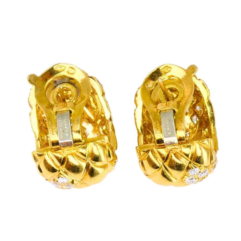 Van Cleef & Arpels 18k Gold Diamond Huggie EARRINGS Estate Jewelry - 7