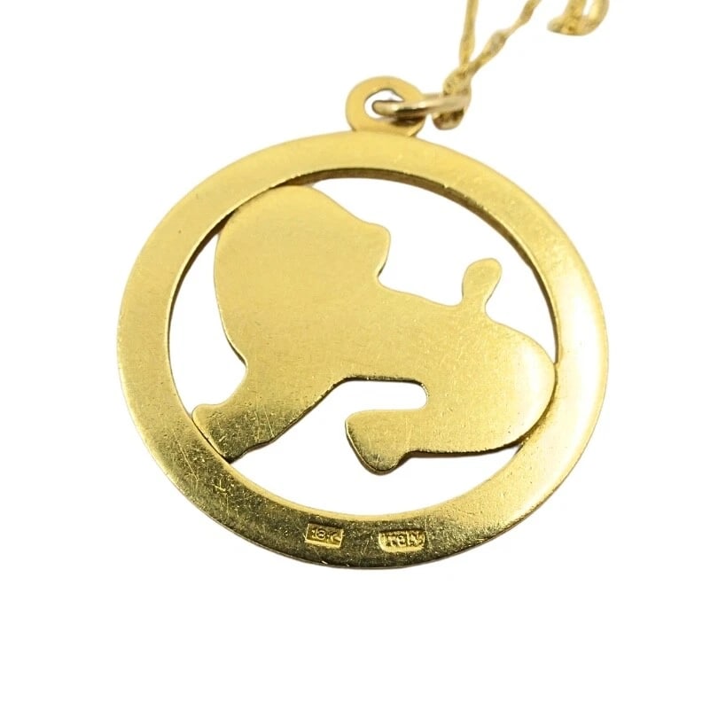 Vintage Leo Zodiac 18k Gold Pendant 14k Gold Chain Necklace - 6