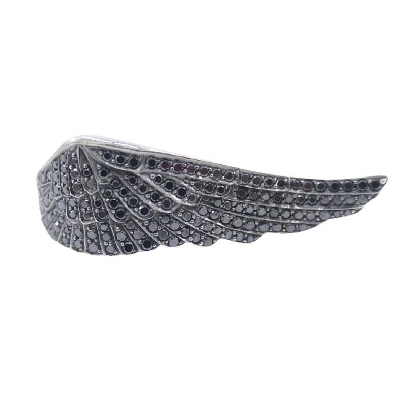 Vintage GARRARD Black Diamond Wing RING 18k Gold: Title: Vintage GARRARD Black Diamond Wing RING 18k Gold Description: Vintage ARRARD 18 karat White old black Diamond Wing Ring A dramatic arrard black diamond Wing ring crafted of 18k gold. The ring f