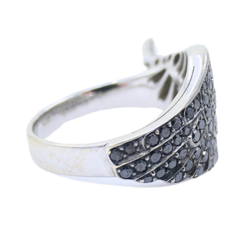 Vintage GARRARD Black Diamond Wing RING 18k Gold - 6