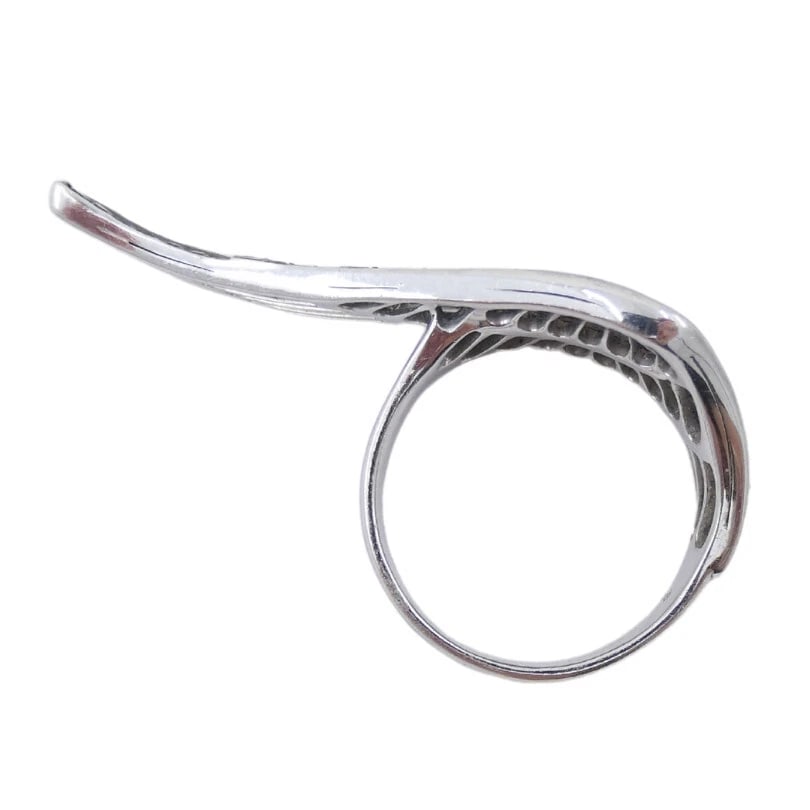 Vintage GARRARD Black Diamond Wing RING 18k Gold - 7