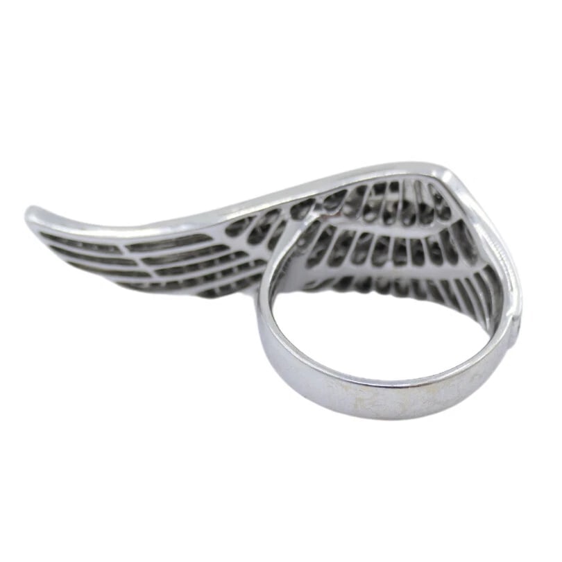 Vintage GARRARD Black Diamond Wing RING 18k Gold - 8