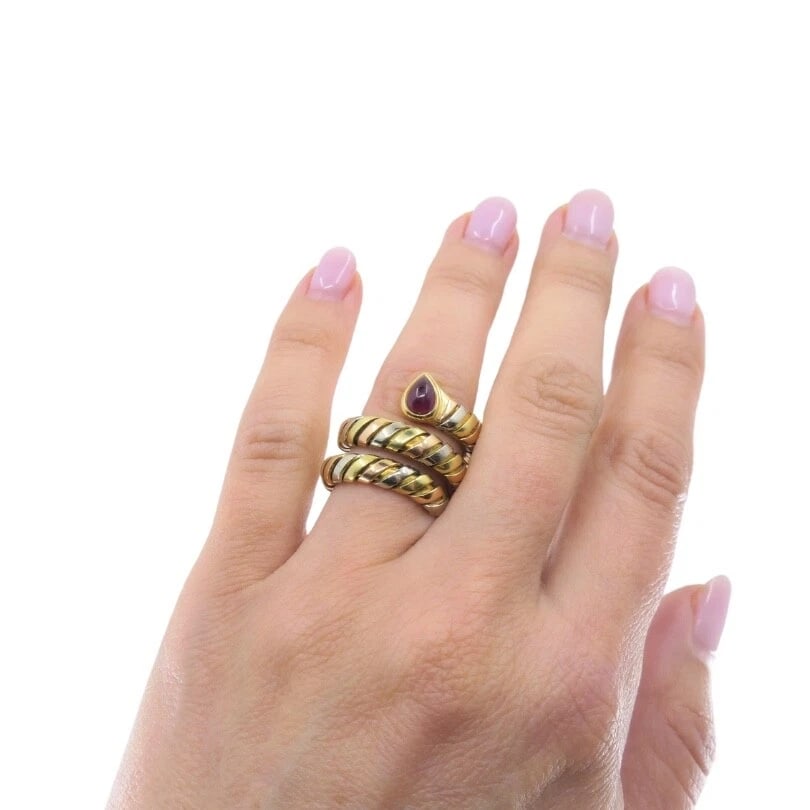 Bvlgari Bulgari Serpenti Tubogas Tricolor 18k Gold Ruby Ring - 4