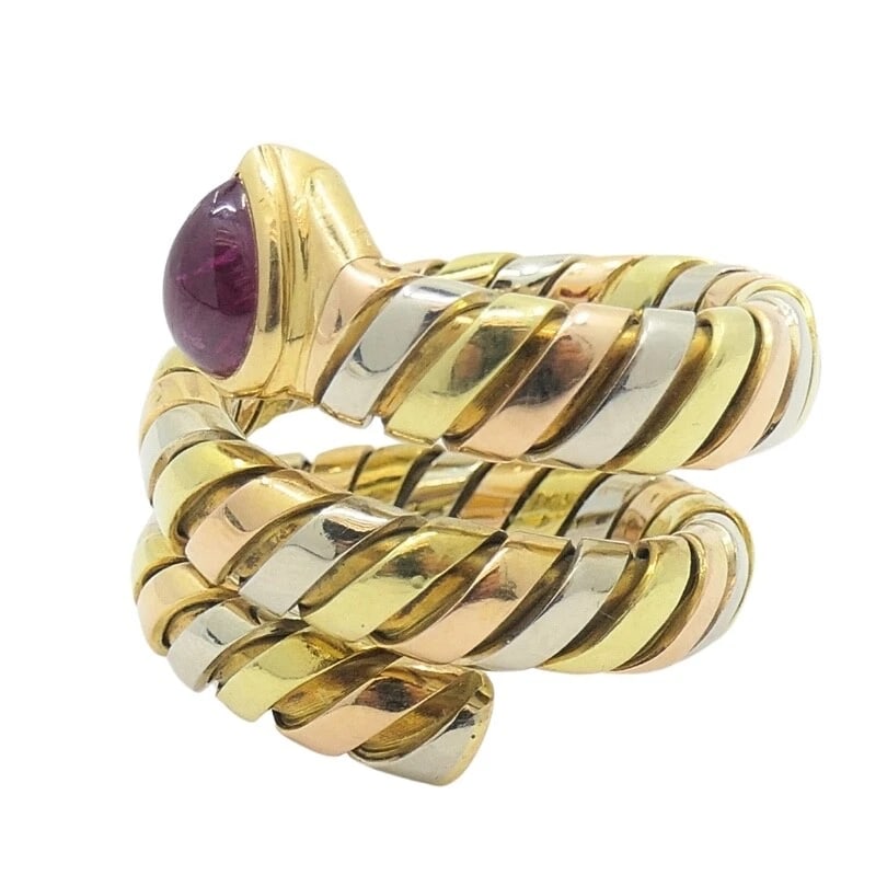 Bvlgari Bulgari Serpenti Tubogas Tricolor 18k Gold Ruby Ring - 5