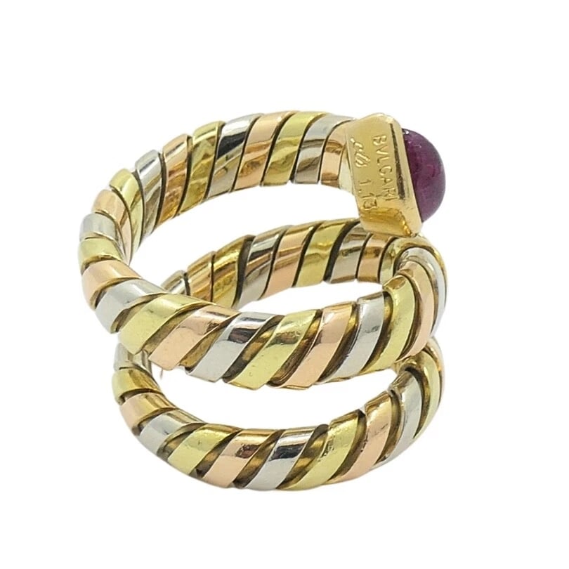 Bvlgari Bulgari Serpenti Tubogas Tricolor 18k Gold Ruby Ring - 6