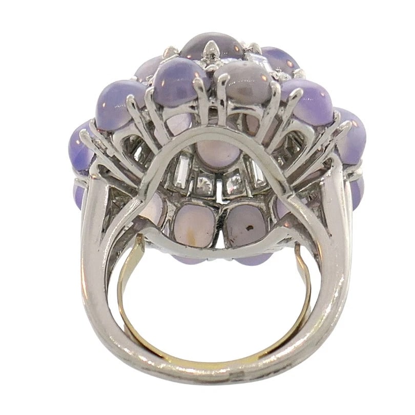 Vintage OSCAR HEYMAN Star Sapphire Diamond Cluster Platinum RING Estate Jewelry - 10