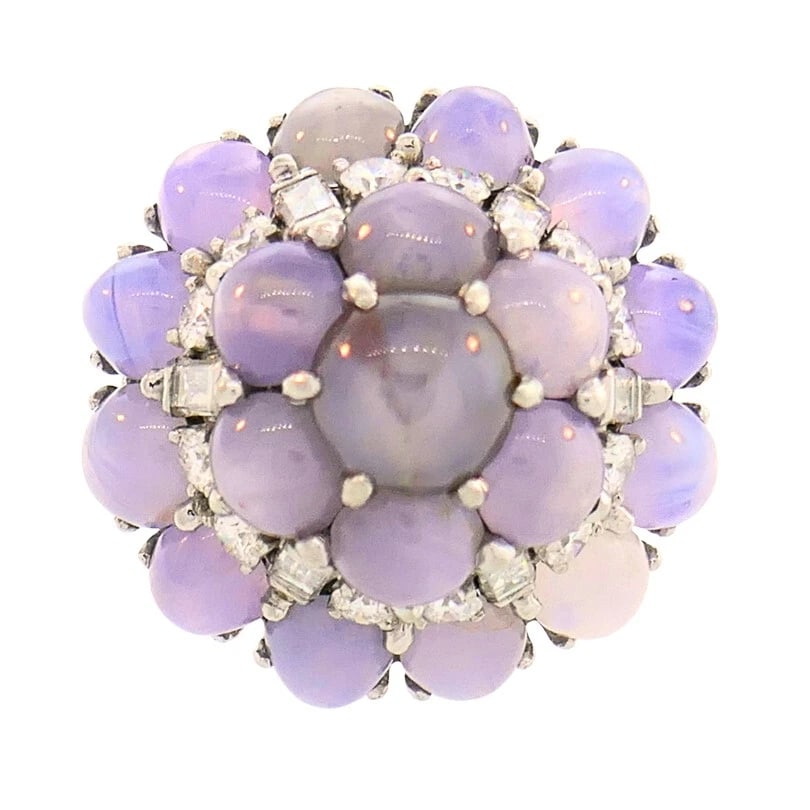 Vintage OSCAR HEYMAN Star Sapphire Diamond Cluster Platinum RING Estate Jewelry - 7