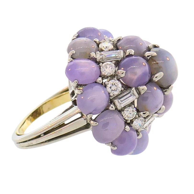 Vintage OSCAR HEYMAN Star Sapphire Diamond Cluster Platinum RING Estate Jewelry - 8