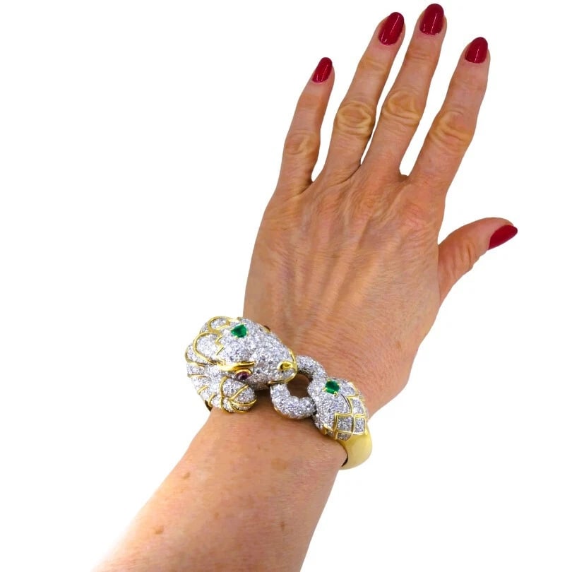 David WEBB Kingdom BRACELET Ram Aries Gold Platinum Gemstones Estate Jewelry - 11