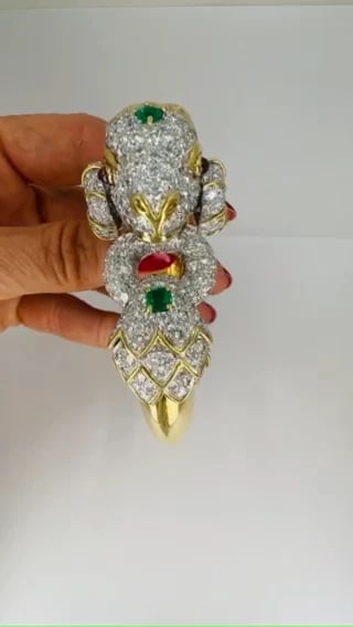 David WEBB Kingdom BRACELET Ram Aries Gold Platinum Gemstones Estate Jewelry - 2