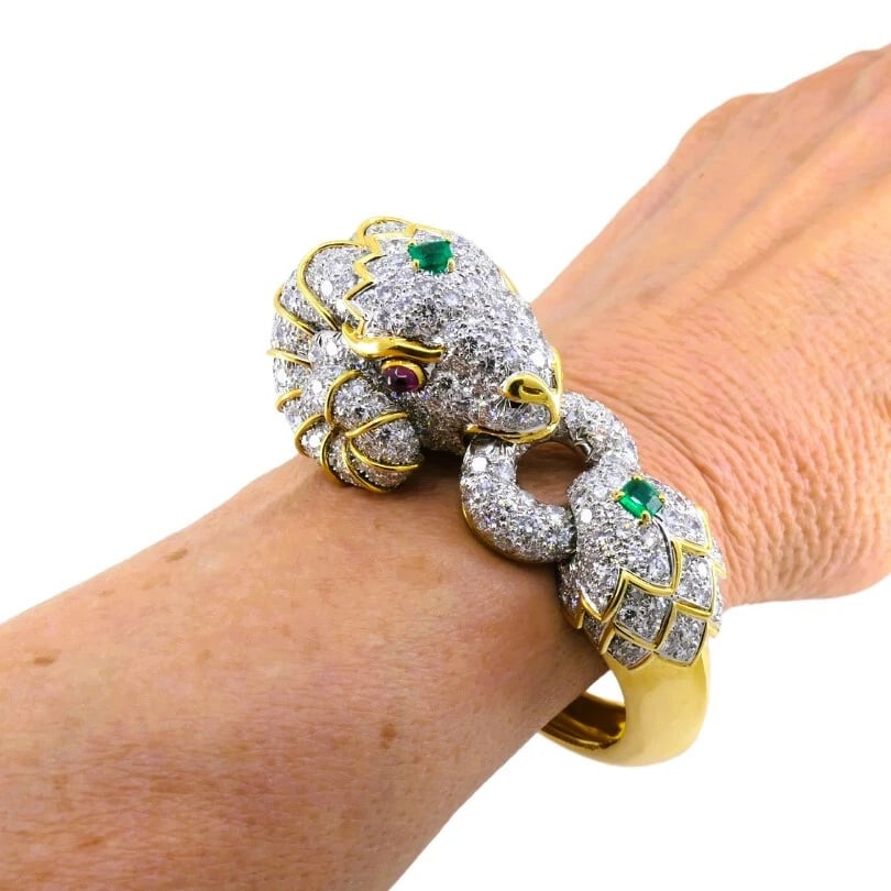 David WEBB Kingdom BRACELET Ram Aries Gold Platinum Gemstones Estate Jewelry - 3