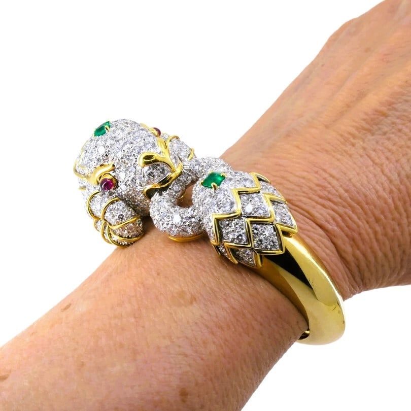 David WEBB Kingdom BRACELET Ram Aries Gold Platinum Gemstones Estate Jewelry - 9