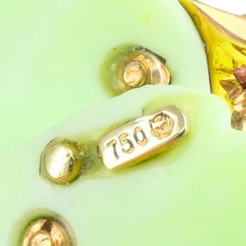 CARVIN FRENCH Chrysoprase Pink Sapphire Pearl Flower PENDANT 18k Gold - 8