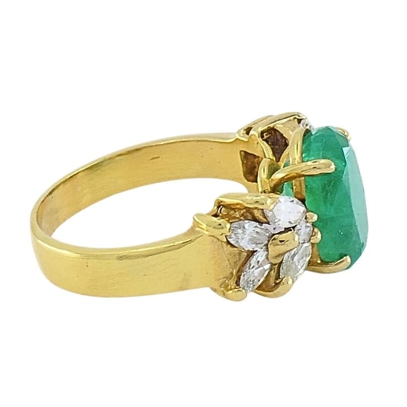 Emerald Ring Vintage 14k Gold Diamond - 7