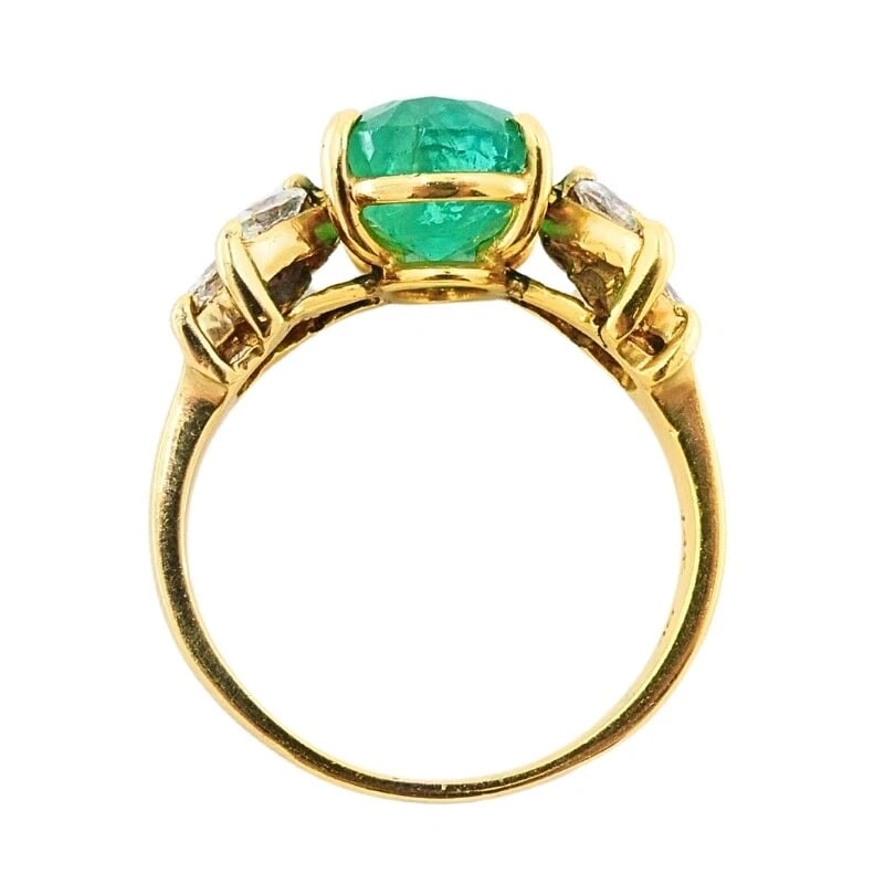Emerald Ring Vintage 14k Gold Diamond - 9
