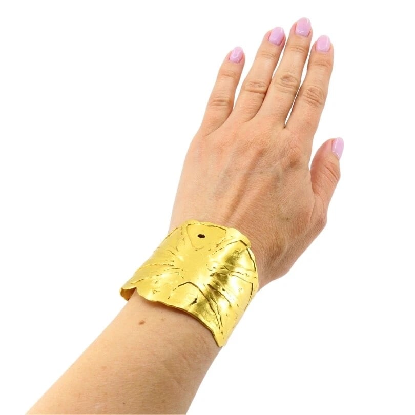 Jean Mahie 22k Gold Wide Cuff Bracelet - 3