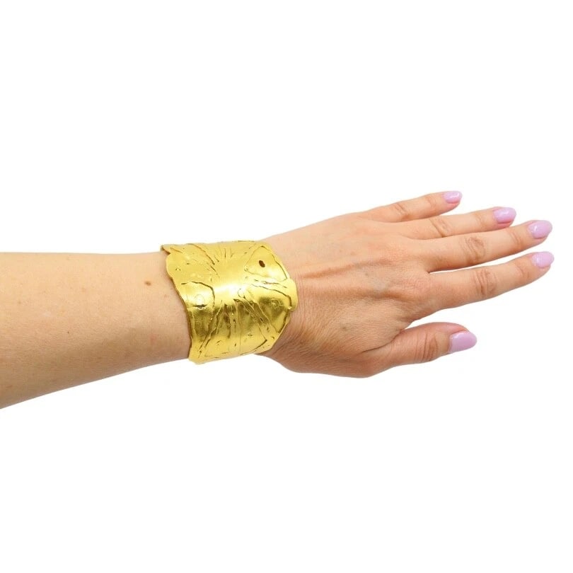 Jean Mahie 22k Gold Wide Cuff Bracelet - 4