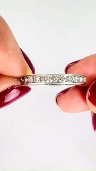 Wedding BAND Platinum Diamond Eternity RING 1960s Estate Jewelry - 2