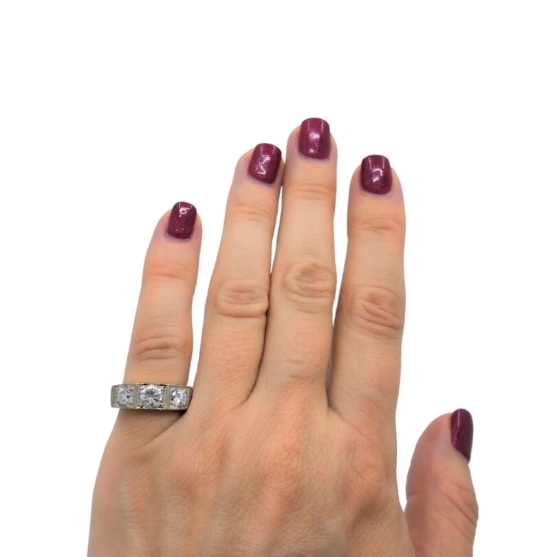 Vintage Three Stone Diamond Ring 14k Gold - 3