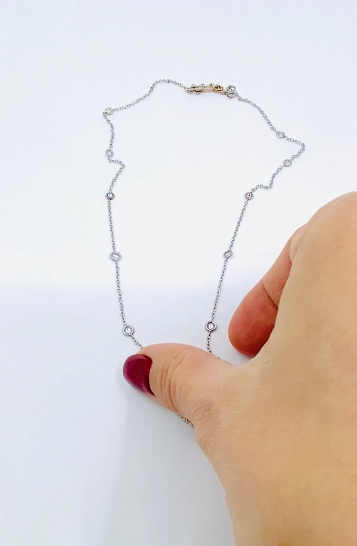 Open Heart Diamond Necklace Platinum Chain - 2