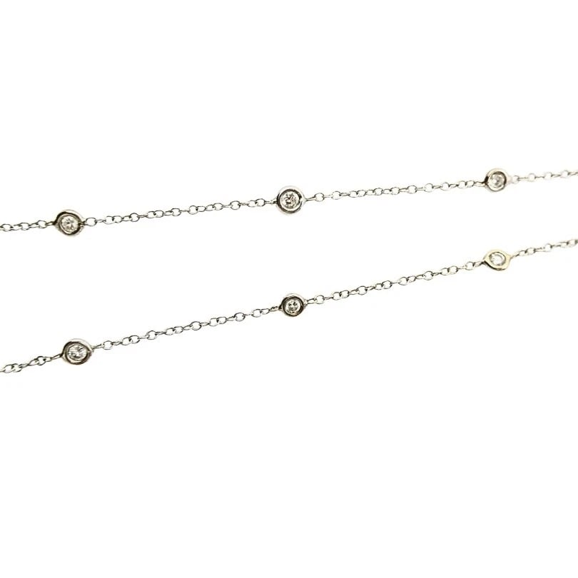 Open Heart Diamond Necklace Platinum Chain - 7