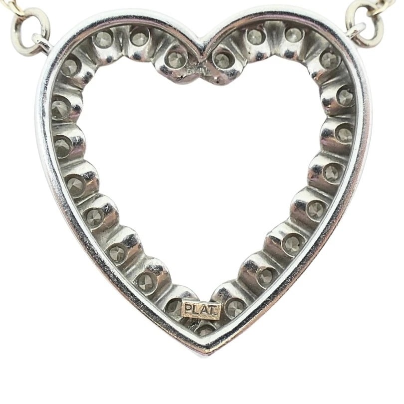Open Heart Diamond Necklace Platinum Chain - 8