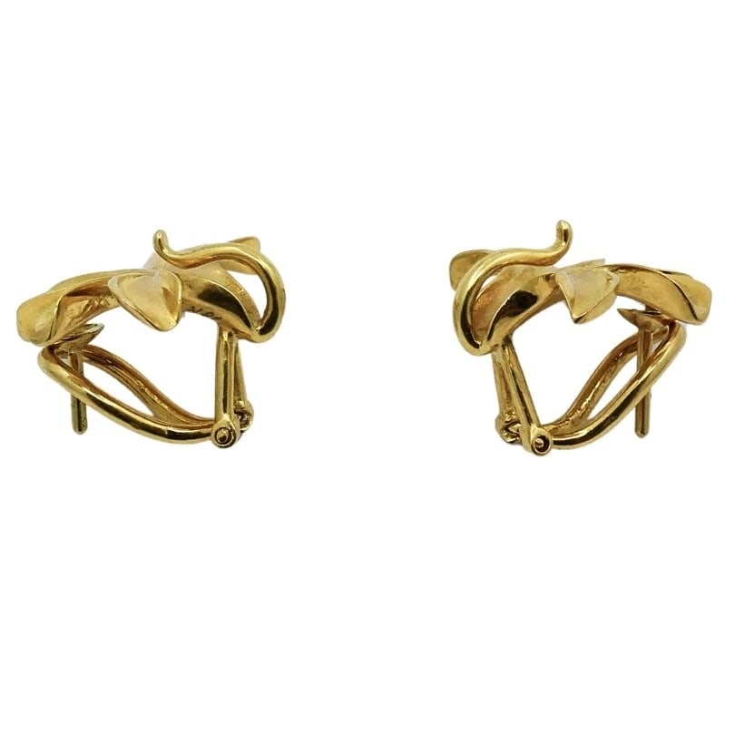 Vintage Set 18k Gold Lily Earrings Pendant - 6