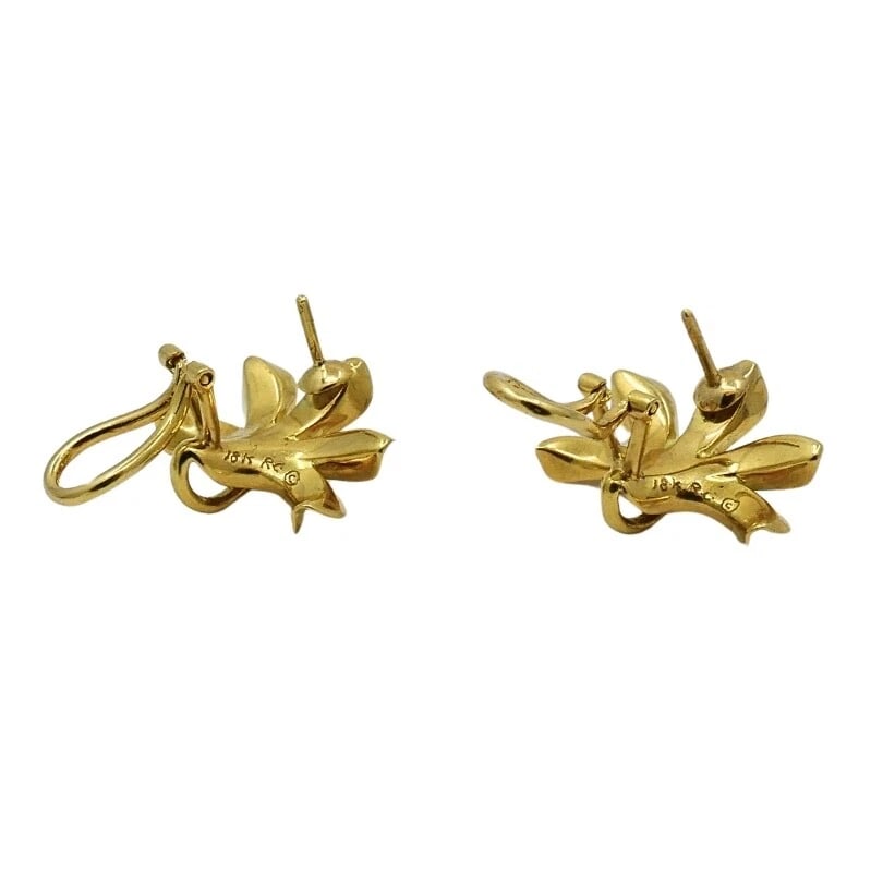 Vintage Set 18k Gold Lily Earrings Pendant - 7