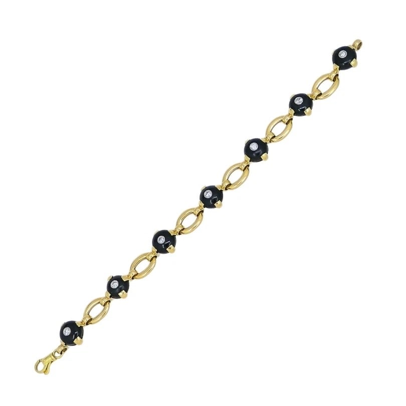 Marzo Paris 18K Gold Onyx Diamond Bracelet - 5