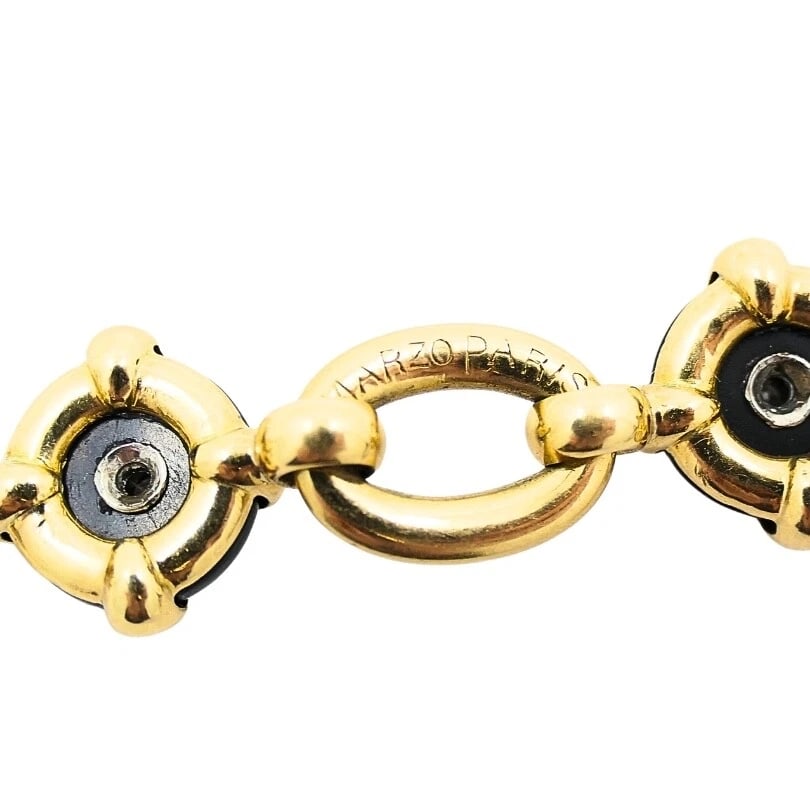 Marzo Paris 18K Gold Onyx Diamond Bracelet - 8