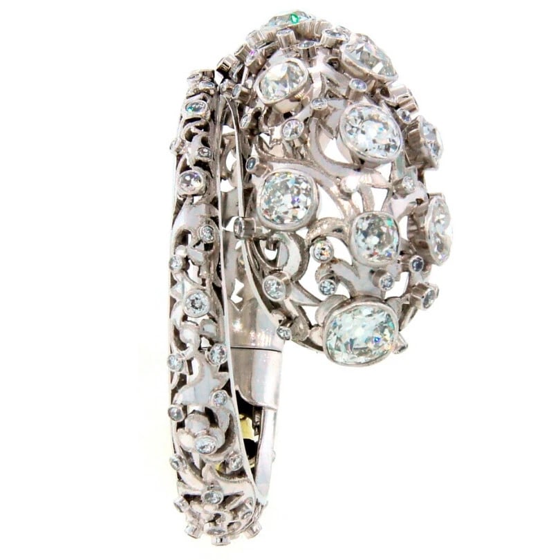 Vintage Lalaounis Snake BRACELET Platinum Diamond 16 carats Bangle - 8