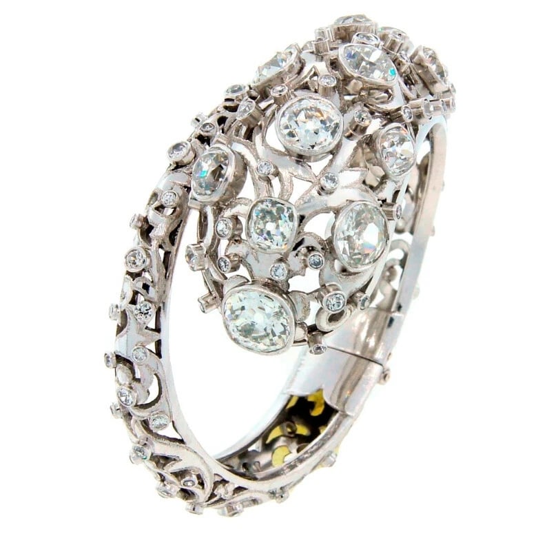 Vintage Lalaounis Snake BRACELET Platinum Diamond 16 carats Bangle - 9