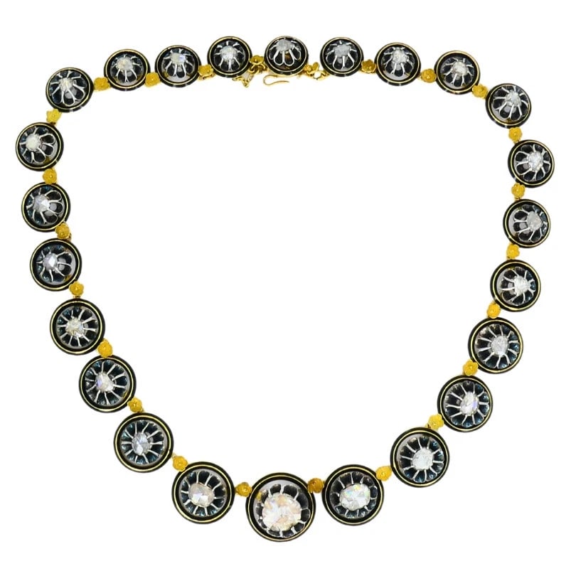 Georgian PARURE Set Gold Silver Rose Cut Diamond Necklace Earrings Brooch - 10