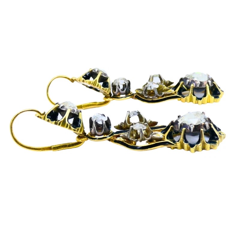 Georgian PARURE Set Gold Silver Rose Cut Diamond Necklace Earrings Brooch - 8