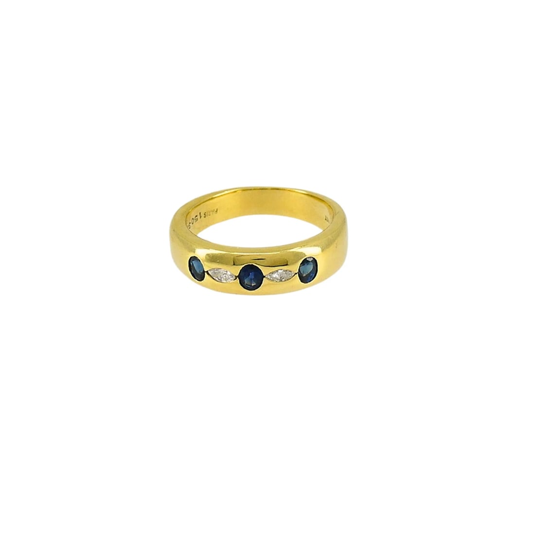 Chaumet Ring Gold Band Sapphire Diamond - 2