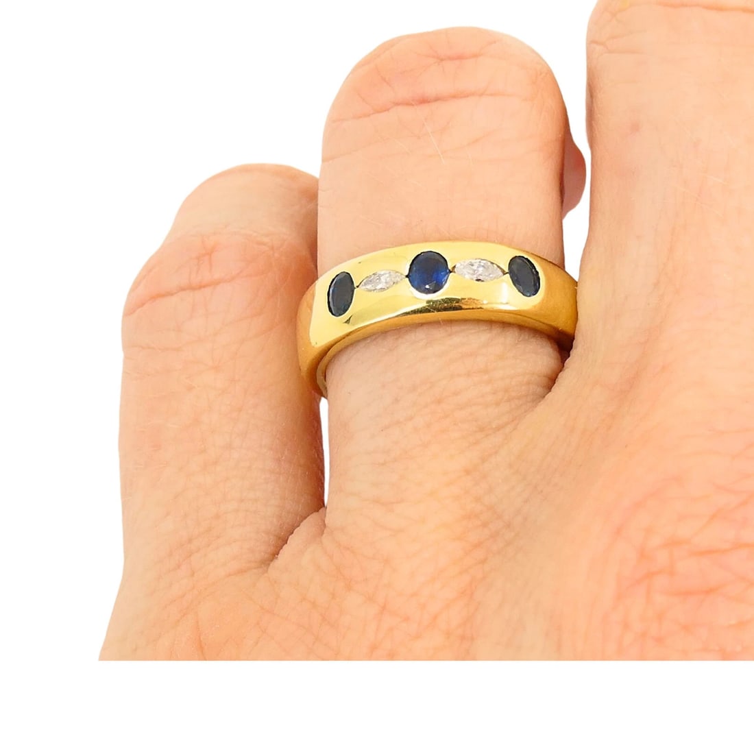 Chaumet Ring Gold Band Sapphire Diamond - 5