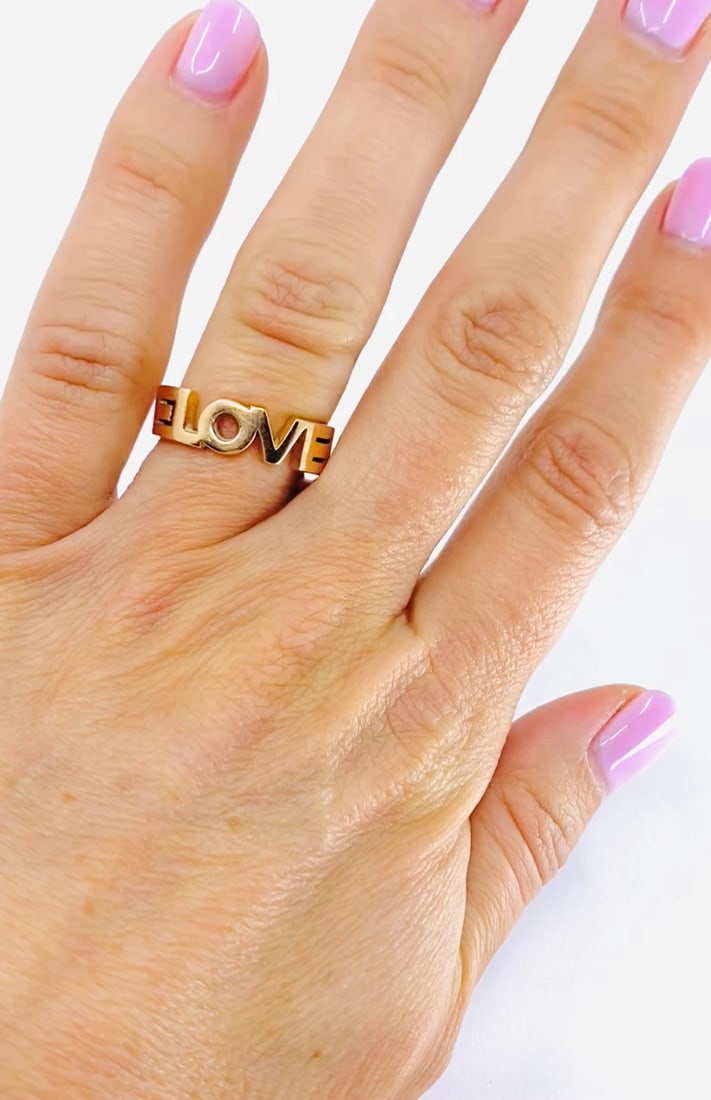 14k Gold Vintage LOVE Ring - 2
