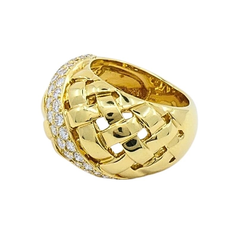 Tiffany and Co. 18K Gold Diamond Dome Vannerie Ring - 6