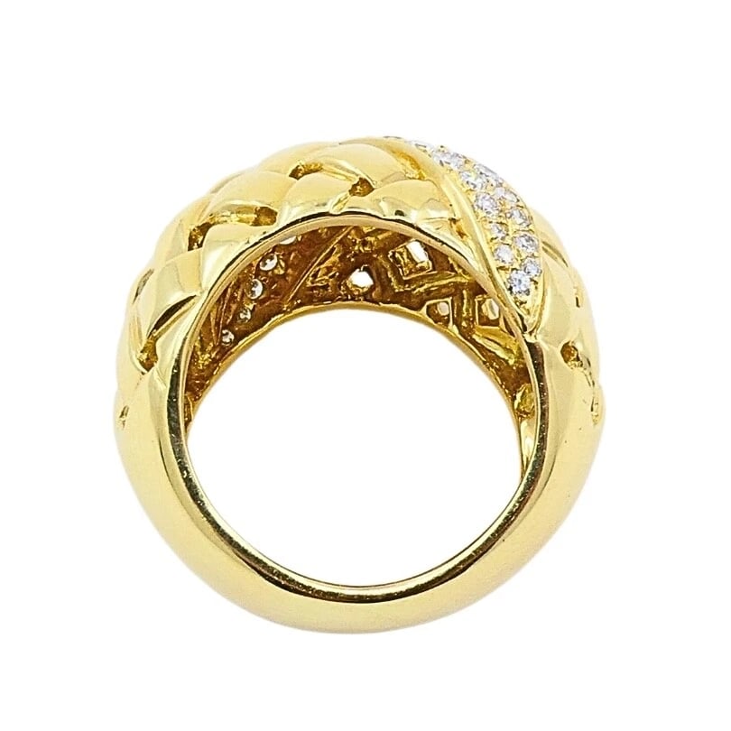 Tiffany and Co. 18K Gold Diamond Dome Vannerie Ring - 7