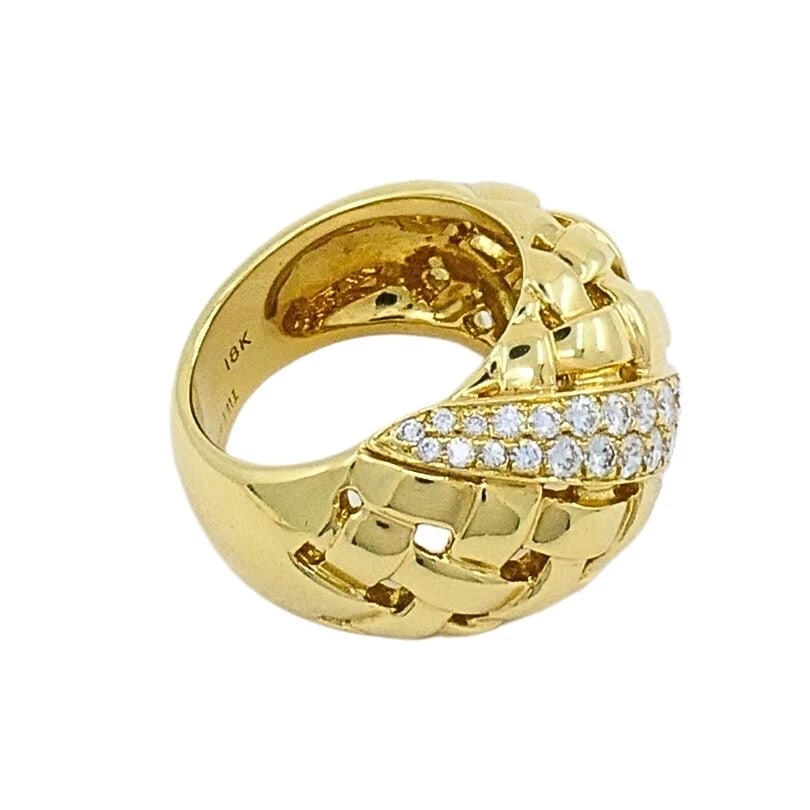 Tiffany and Co. 18K Gold Diamond Dome Vannerie Ring - 9