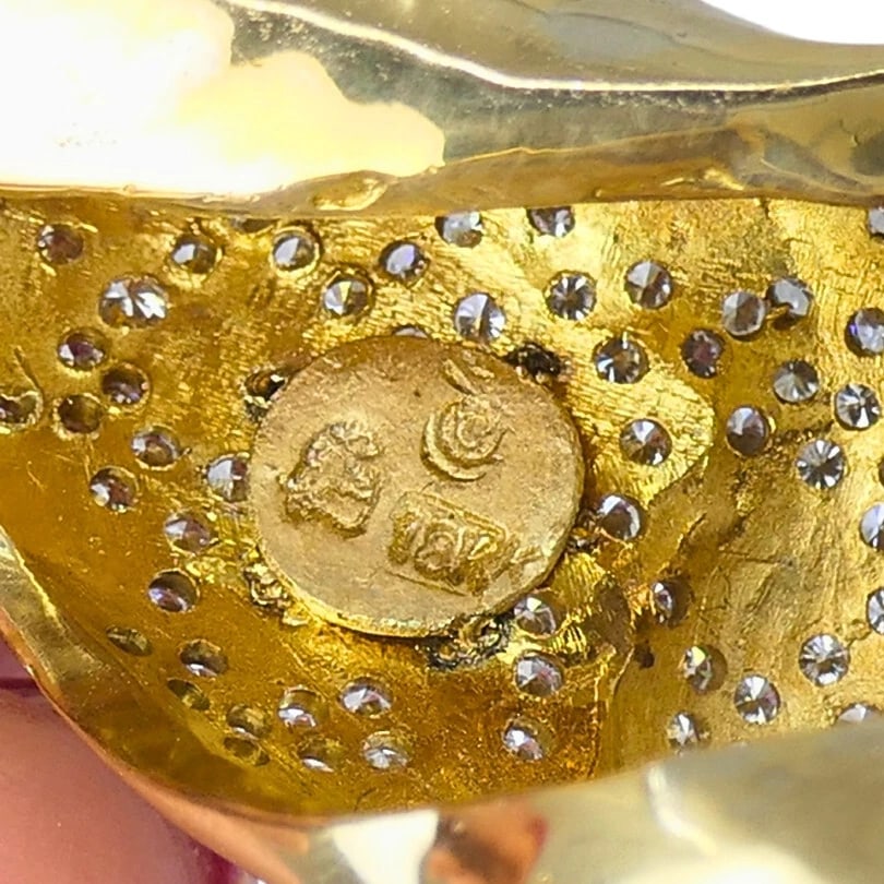 Vintage Panther Enamel BROOCH 18k Gold Diamond Emerald Estate Jewelry - 10