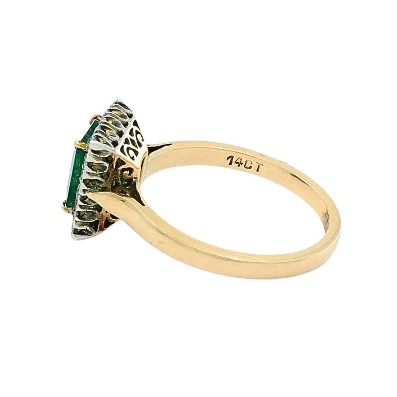 Emerald Ring Vintage 14k Gold Diamond - 10
